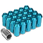 M12 x 1.25 Extended Aluminum Lug Nuts w/ Locks 20pc Set Light Blue