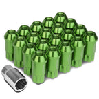 M12x1.5 L40 Style Extended Lug Nuts w/ Locks Green Aluminum 20pc