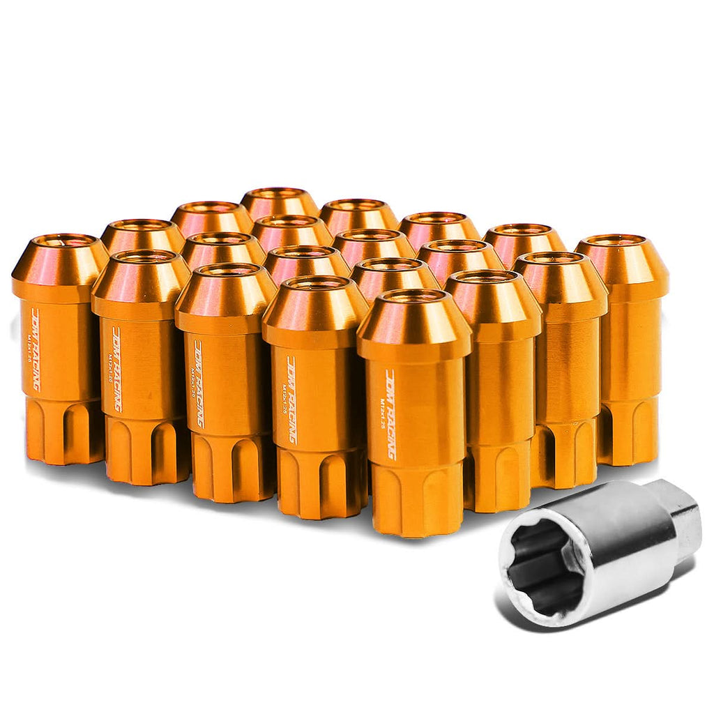 L40 Style Extended Lug Nuts - M12 x 1.5 - 50mm - Orange Aluminum