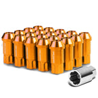 L40 Style Extended Lug Nuts - M12 x 1.5 - 50mm - Orange Aluminum
