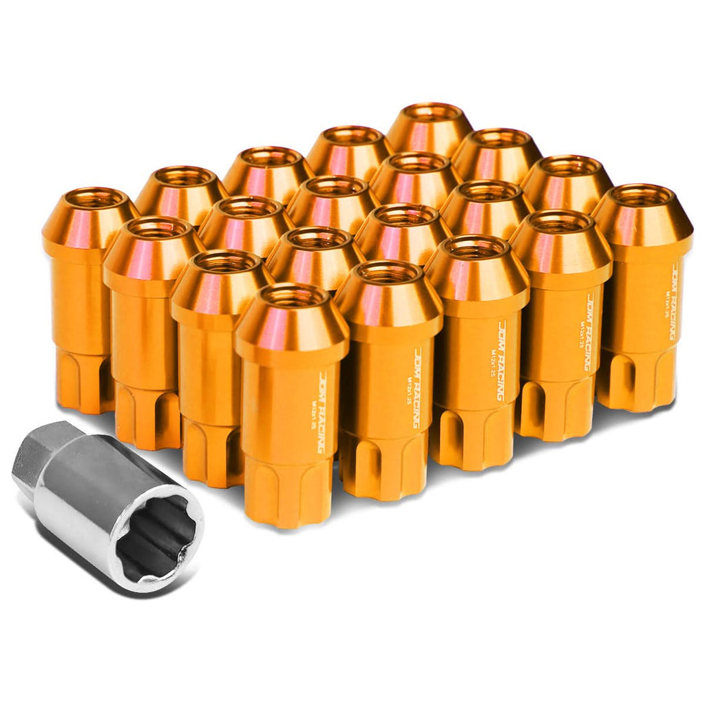 L40 Style Extended Lug Nuts - M12 x 1.5 - 50mm - Orange Aluminum