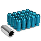 Spline Extended Aluminum Lug Nuts M12x1.25 50mm Light Blue 20pc w/ Locks
