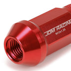 M12x1.25 Aluminum Lug Nuts - Acorn Knurled Extended Open End 20pc Red