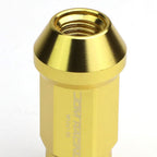 M12x1.5 Aluminum Lug Nuts 50mm Acorn Knurled Extended Open End 20pc Gold