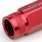 M12x1.5 Aluminum Lug Nuts - Acorn Knurled Extended 50mm Red 20pc