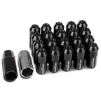 M12 x 1.25 Aluminum Lug Nuts 20pc Set Extended Black Acorn