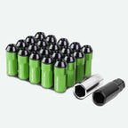 Extended Aluminum Lug Nuts M12 x 1.25 Green Steel Acorn 20pc Set