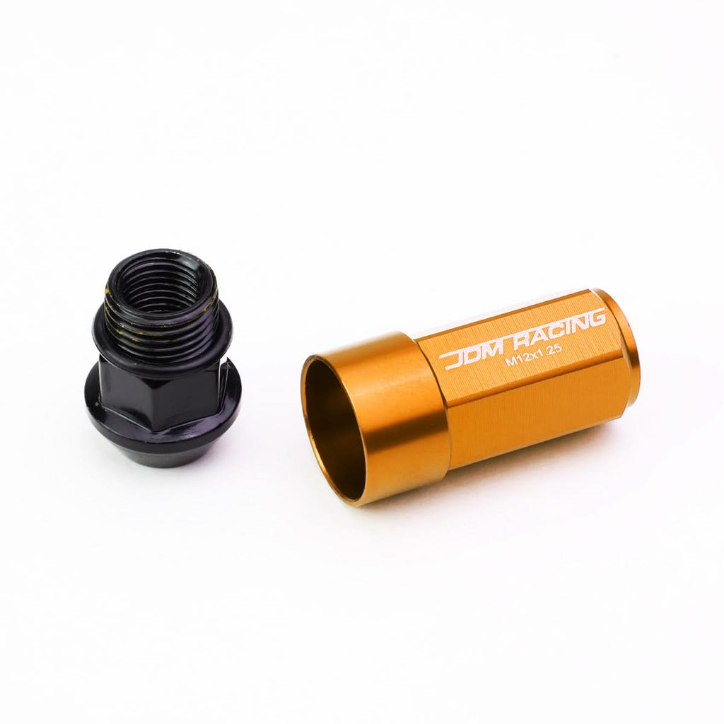 M12x1.25 Extended Aluminum Lug Nuts 20pc Set Orange Acorn