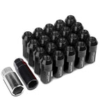 M12 x 1.5 Extended Aluminum Lug Nuts - 20pc Set Black