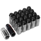 M12 x 1.5 Extended Aluminum Lug Nuts 20pc Set Gun Metal
