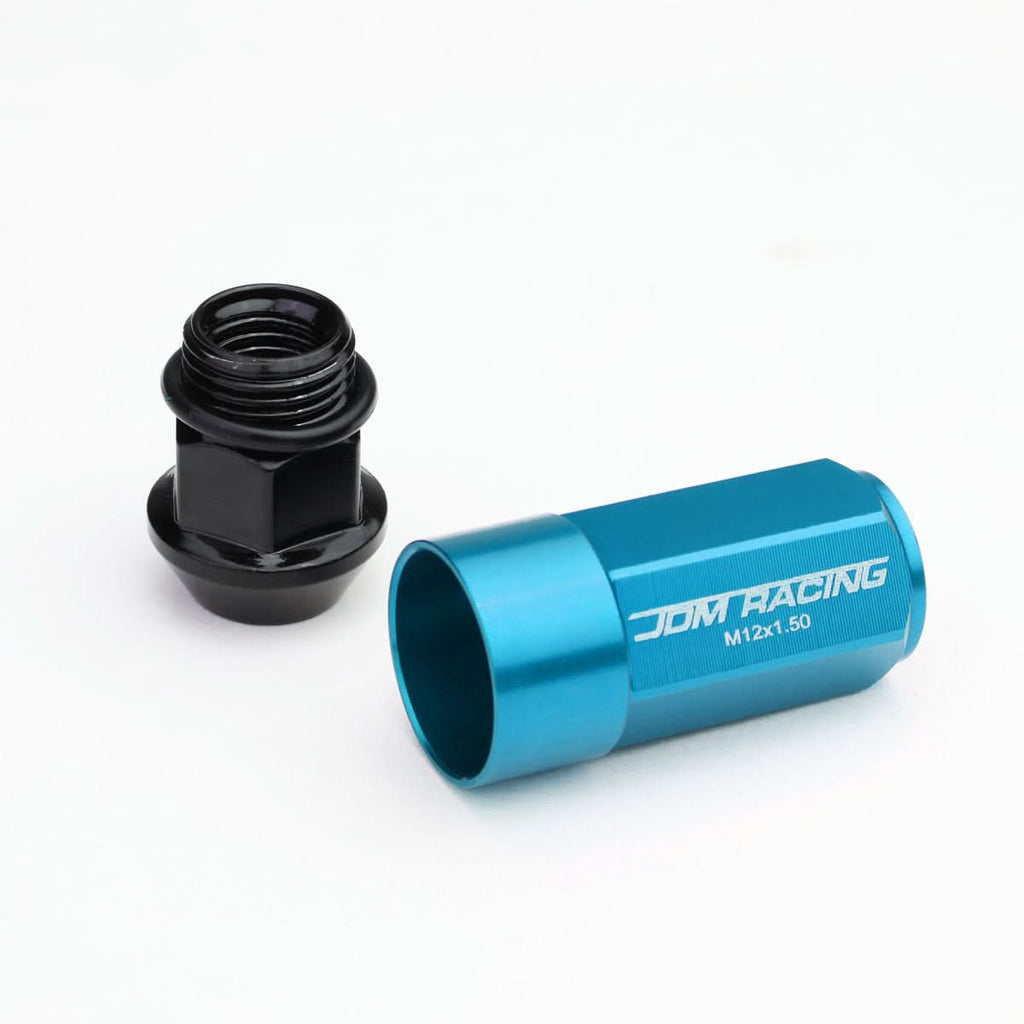 M12 x 1.5 Extended Aluminum Lug Nuts 20pc Set Light Blue