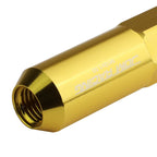 M12 x 1.5 60mm Extended Spike Lug Nuts 20pc Set Aluminum Gold