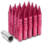 M12 x 1.5 Extended Spike Lug Nuts 20pc Set - Aluminum Pink