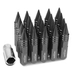 M12 x 1.5 Aluminum Lug Nuts 60mm Spike Style 20pc Set Gun Metal