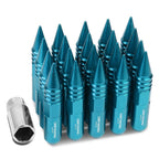 M12 x 1.5 Aluminum Lug Nuts 400 Style w/ Spike 20pc Light Blue