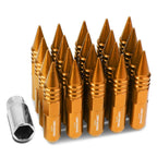 M12 x 1.5 Aluminum Lug Nuts with Removable Spike 20pc Set - Orange
