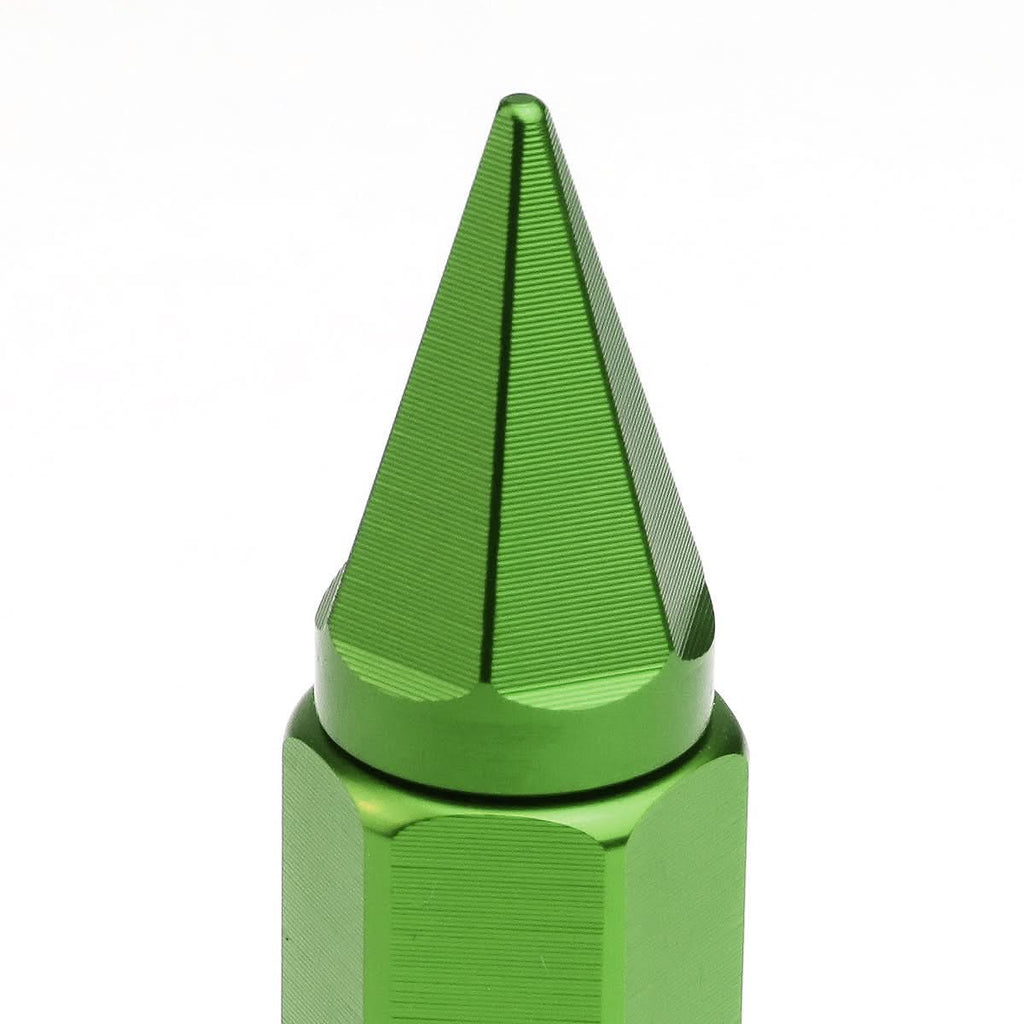 M12 x 1.5 Aluminum Lug Nuts with Removable Spike 20pc Green