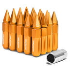 M12 x 1.5 Aluminum Lug Nuts with Removable Spike 20pc Set Orange