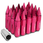 M12 x 1.5 Spike Lug Nuts 60mm/90mm 20pc Set Aluminum Pink
