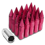 M12 x 1.5 Spike Lug Nuts 60mm/90mm 20pc Set Aluminum Pink
