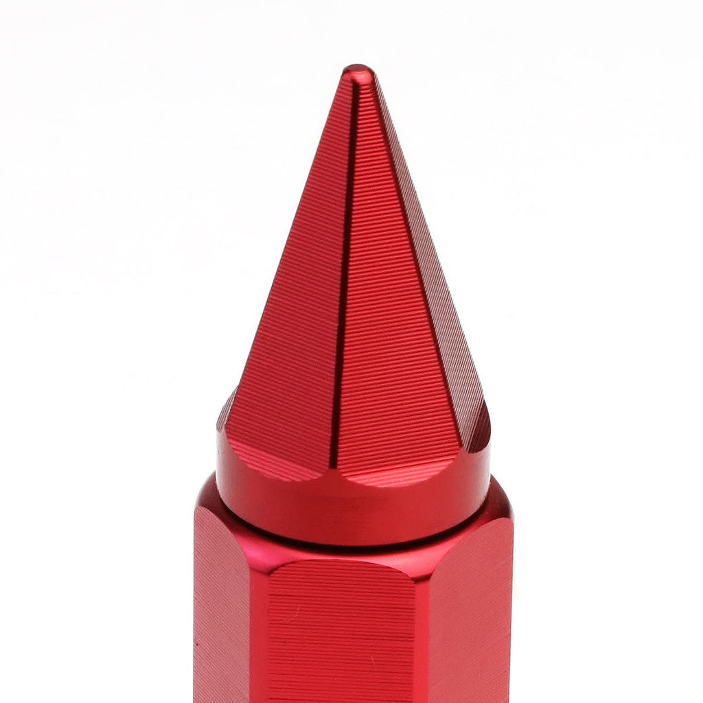 M12 x 1.5 Aluminum Spike Lug Nuts 60mm/90mm Red 20pc Set