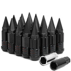 M12 x 1.5 Extended Spike Lug Nuts with Locks 16+4 Set Steel