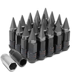 Steel Extended Lug Nuts M12x1.5 Grooved Shank w/ Spike End 16pc+4 Locks