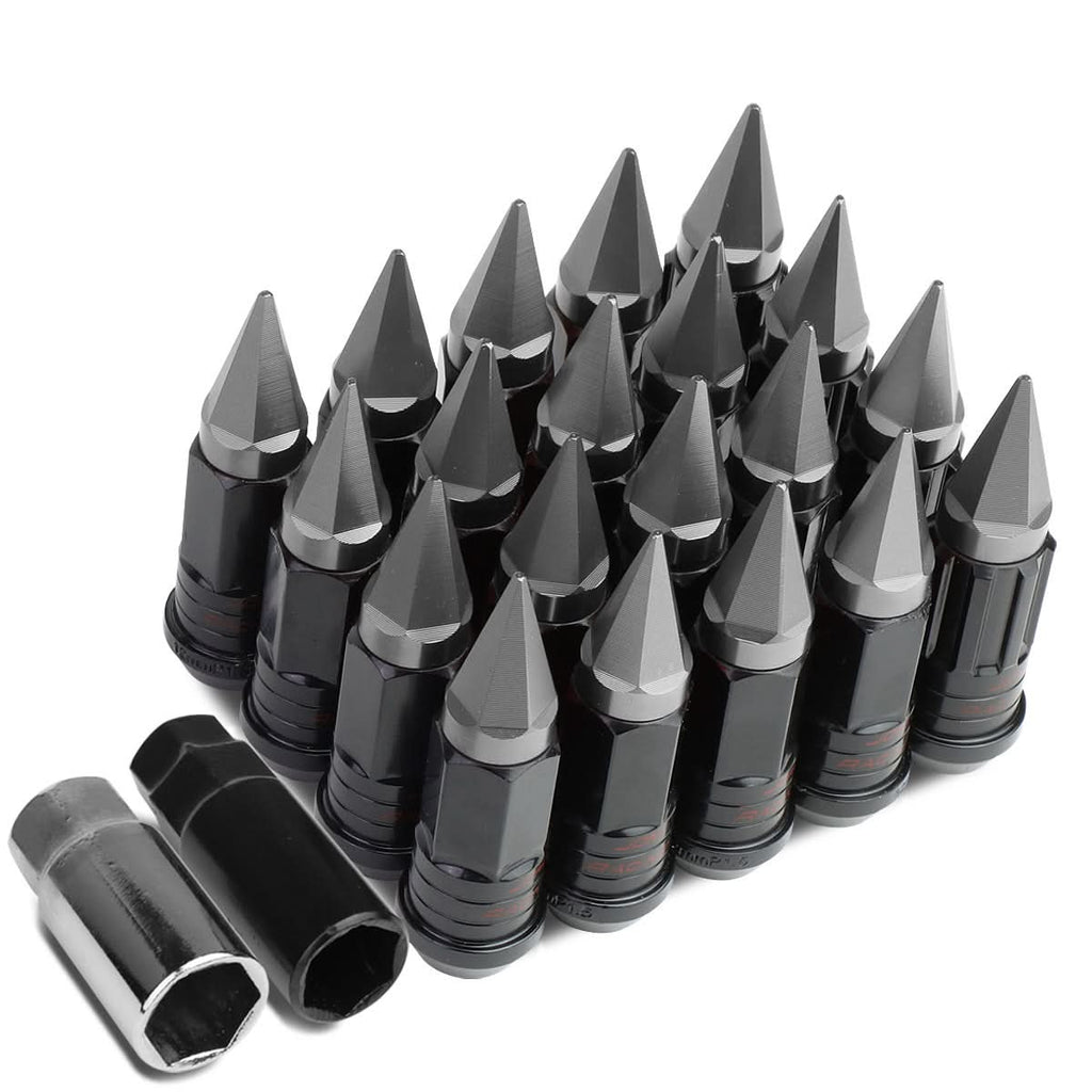 Steel Extended Lug Nuts M12x1.5 Grooved Shank w/ Spike End 16pc+4 Locks