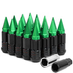 Steel Lug Nuts M12x1.5 Extended Grooved Shank Green Spike 16+4 Lock