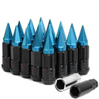 Steel Extended Grooved Lug Nuts w/ Removable Light Blue Spikes 16pc