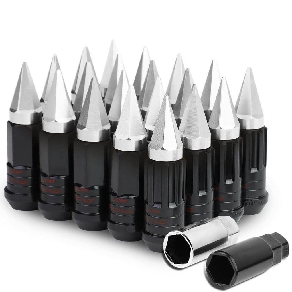 M12 x 1.5 Extended Steel Lug Nuts w/ Removable Spike End 16pcs + 4 Locks