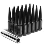 M14 x 1.5 Spike Lug Nuts 23mm OD 112mm Tall Black Steel 24 Pack