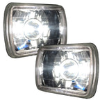 Universal 7x6 Square Projector White Halo Front Headlight Lamp H4 Bulb