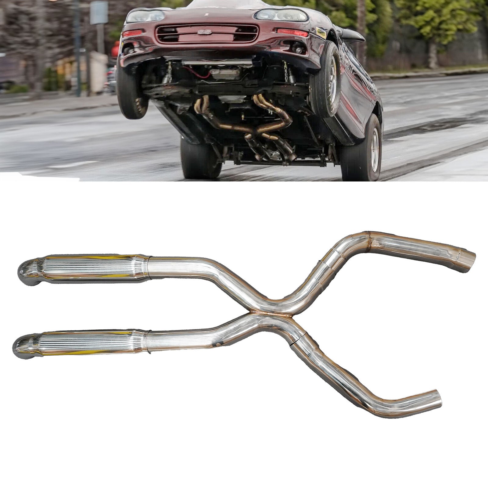 For Camaro Trans Am Stainless True Duals 3" X PIPE + SS MUFFLERS 98 99 00 01 02 - Bull Boost Performance