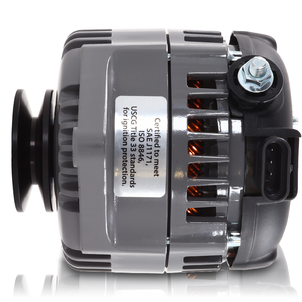 Marine 170 amp high output alternator for Ski / Wake Board Boats with 12SI 6.61 inch bolt pattern - V-Belt Pulley