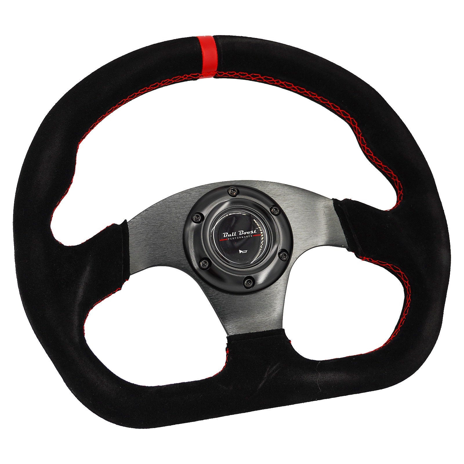 Lightweight Flat Racing Billet 6-Bolt Steering Wheel Black Alcantara Quadro - Bull Boost Performance
