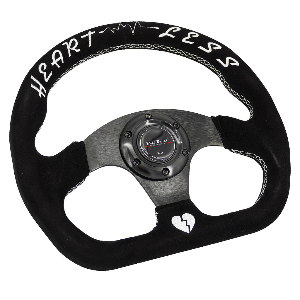 Heartbreak Lightweight Flat Racing Billet 6-Bolt Steering Wheel Black Alcantara Quadro - Bull Boost Performance