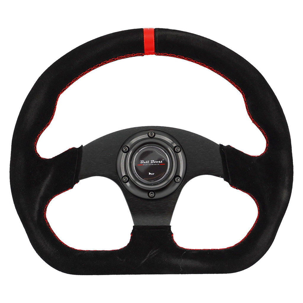 Lightweight Flat Racing Billet 6-Bolt Steering Wheel Black Alcantara Quadro - Bull Boost Performance