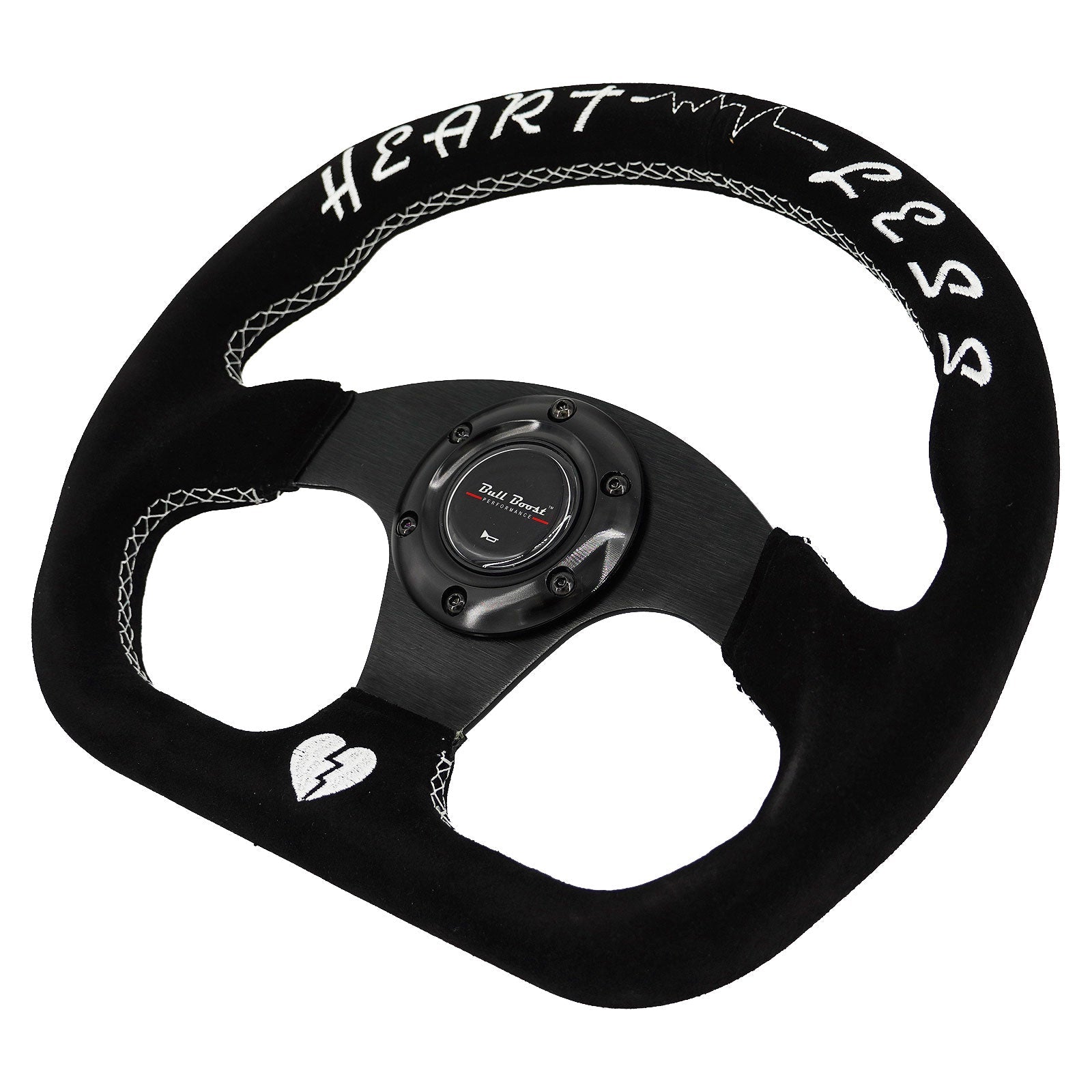 Heartbreak Lightweight Flat Racing Billet 6-Bolt Steering Wheel Black Alcantara Quadro - Bull Boost Performance