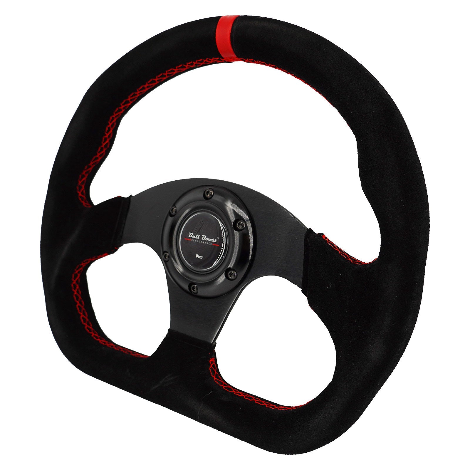 Lightweight Flat Racing Billet 6-Bolt Steering Wheel Black Alcantara Quadro - Bull Boost Performance