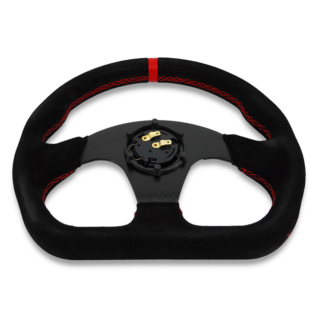 Lightweight Flat Racing Billet 6-Bolt Steering Wheel Black Alcantara Quadro - Bull Boost Performance