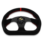 Lightweight Flat Racing Billet 6-Bolt Steering Wheel Black Alcantara Quadro - Bull Boost Performance
