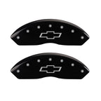 MGP 4 Caliper Covers Engraved F & R Bowtie Black Finish Silver Char 2014 Chevrolet Express 2500