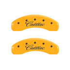 MGP 4 Caliper Covers Engraved F & R Cursive/Cadillac Yellow Finish Black Char 2007 Cadillac DTS