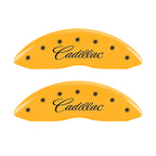 MGP 4 Caliper Covers Engraved F & R Cursive/Cadillac Yellow Finish Black Char 2010 Cadillac SRX