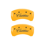 MGP 4 Caliper Covers Engraved F & R Cursive/Cadillac Yellow Finish Black Char 2017 Cadillac XT5