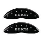 MGP 4 Caliper Covers Engraved Front Buick Engraved Rear Buick Shield Black finish silver ch