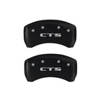 MGP 4 Caliper Covers Engraved Front Cursive/Cadillac Engraved Rear CTS Red finish silver ch