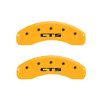 MGP 4 Caliper Covers Engraved Front Cursive/Cadillac Engraved Rear CTS Yellow finish black ch