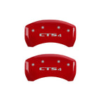 MGP 4 Caliper Covers Engraved Front Cursive/Cadillac Engraved Rear CTS4 Red finish silver ch